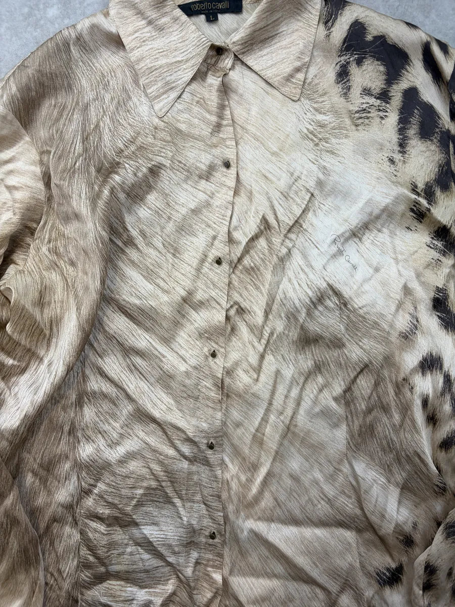 AW2001 Roberto Cavalli Leopard Beige Shirt cTtSNTR 4