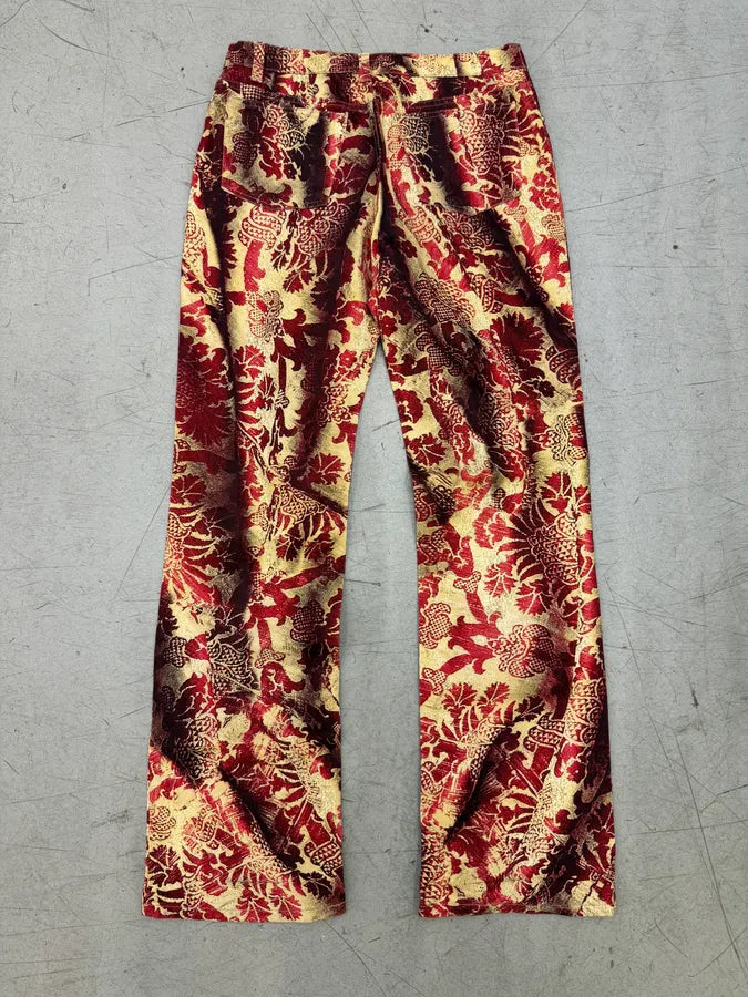 AW2001 Roberto Cavalli Red Jacquard Royal Pants IgCaKjp 2