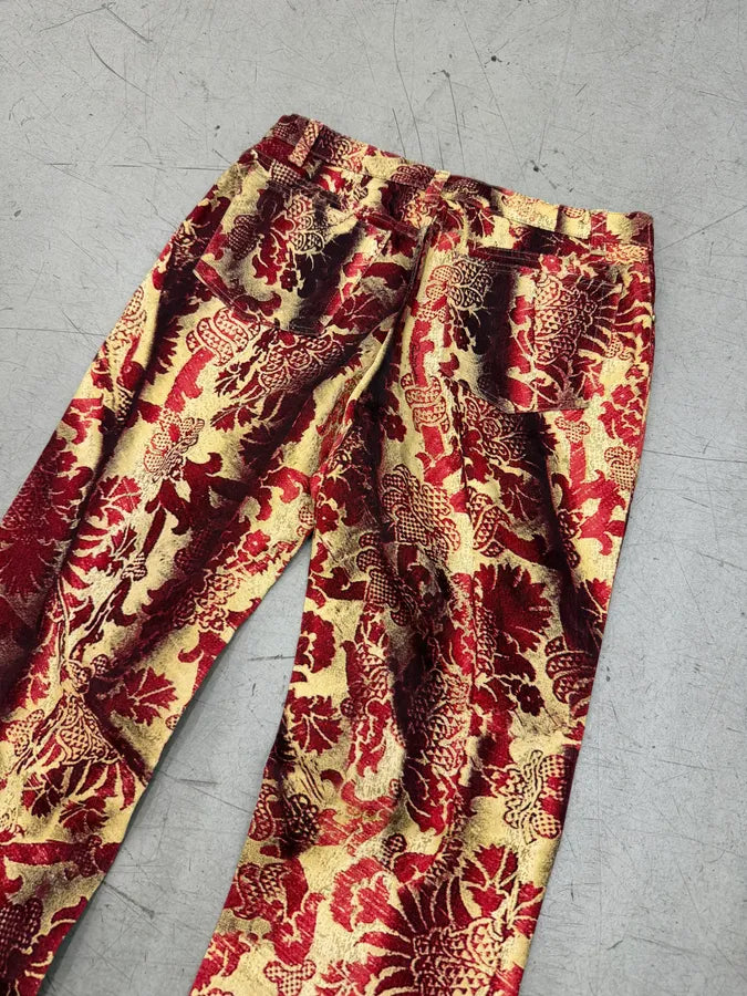 AW2001 Roberto Cavalli Red Jacquard Royal Pants IgCaKjp 7