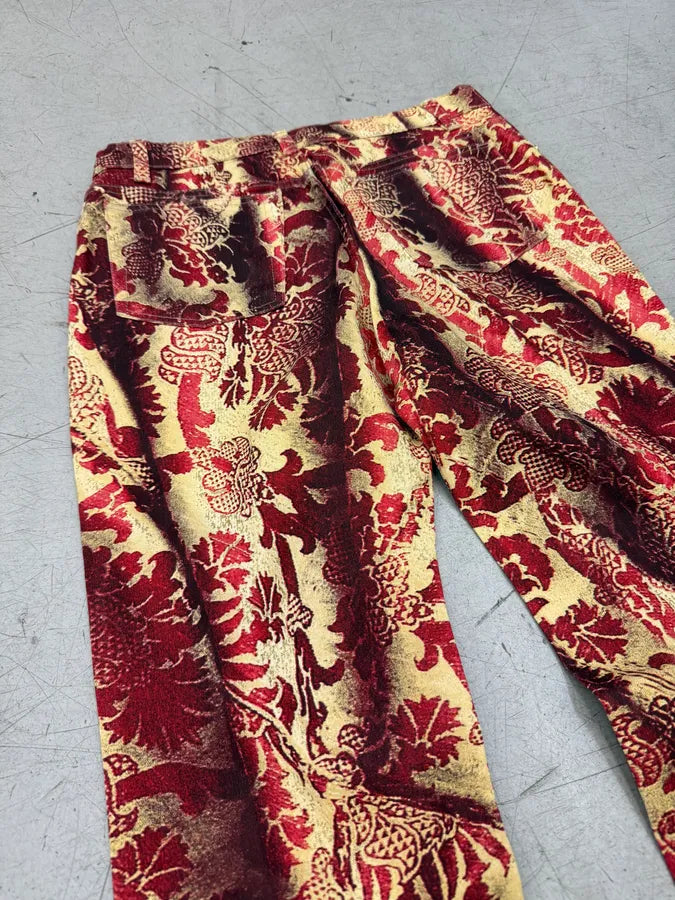 AW2001 Roberto Cavalli Red Jacquard Royal Pants IgCaKjp 9