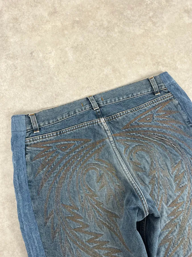 AW2001 Roberto Cavalli Royal Wings Embroidered Blue Denim Jeans iTsKYDG 7