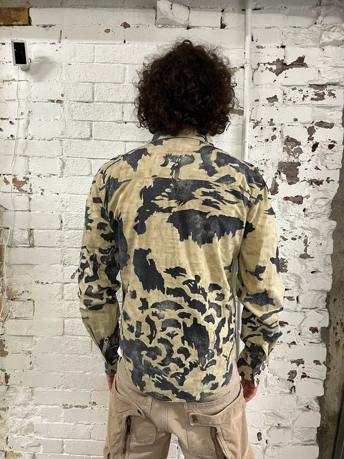 AW2001 Roberto Cavalli Brown Peace Camouflage Shirt NczBGET 2