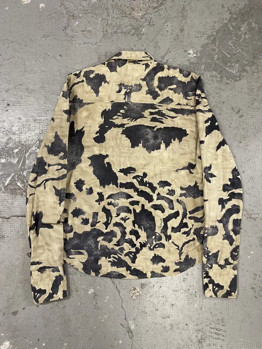 AW2001 Roberto Cavalli Brown Peace Camouflage Shirt NczBGET 3