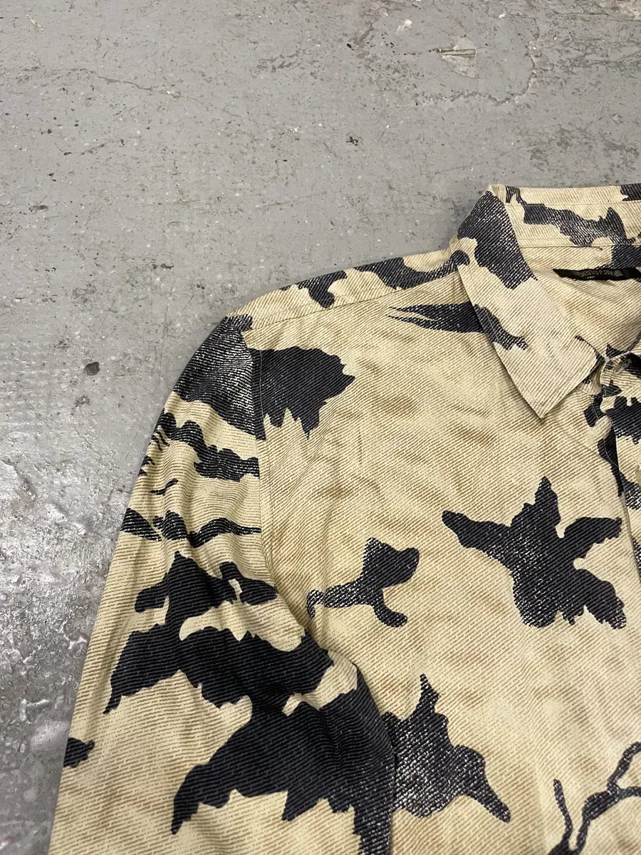 AW2001 Roberto Cavalli Brown Peace Camouflage Shirt NczBGET 5