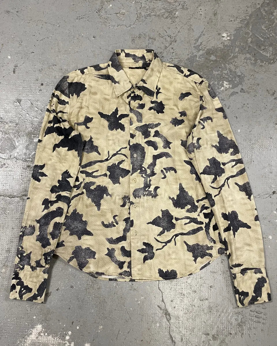 AW2001/02 Roberto Cavalli Brown Peace Camouflage Shirt (M) 0