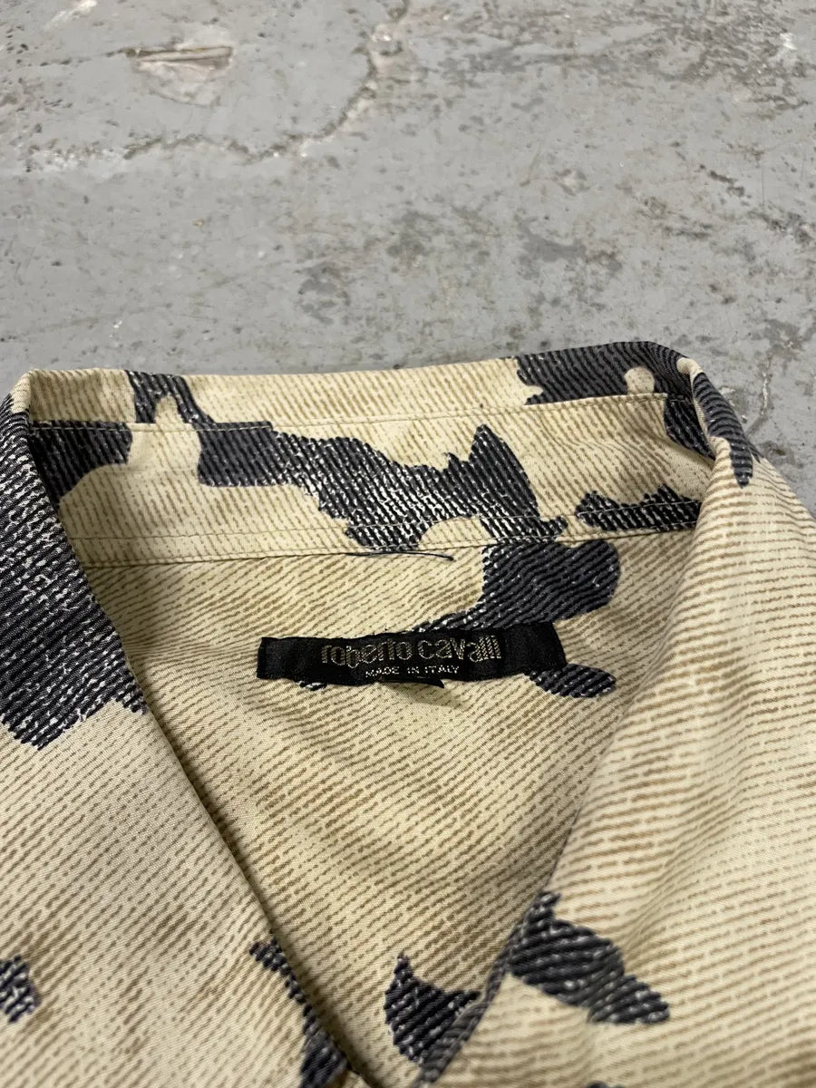 AW2001/02 Roberto Cavalli Brown Peace Camouflage Shirt (M) 2