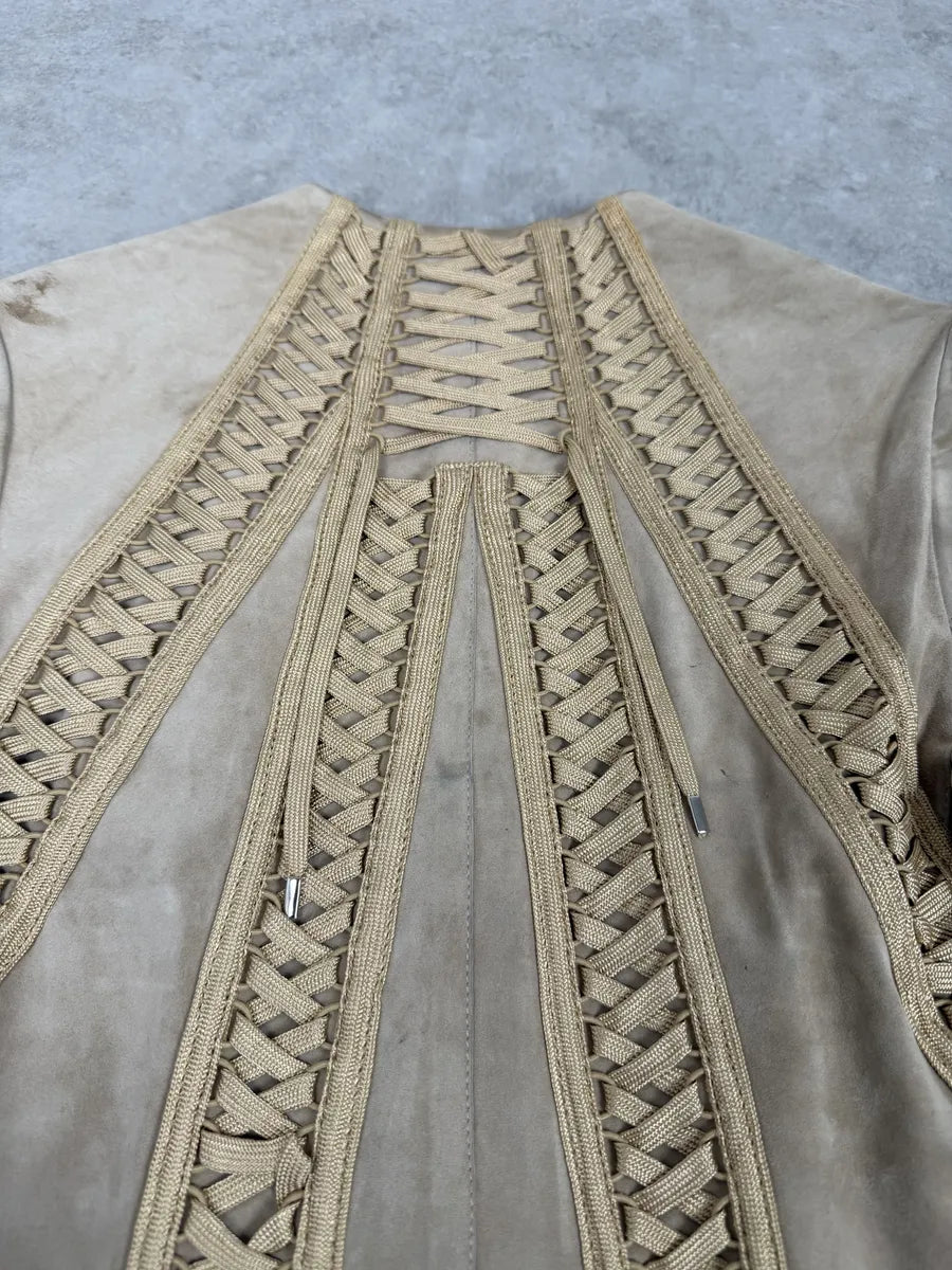 AW2002 Christian Dior Beige Leather Lace-Up Jacket hQjhYKj 10