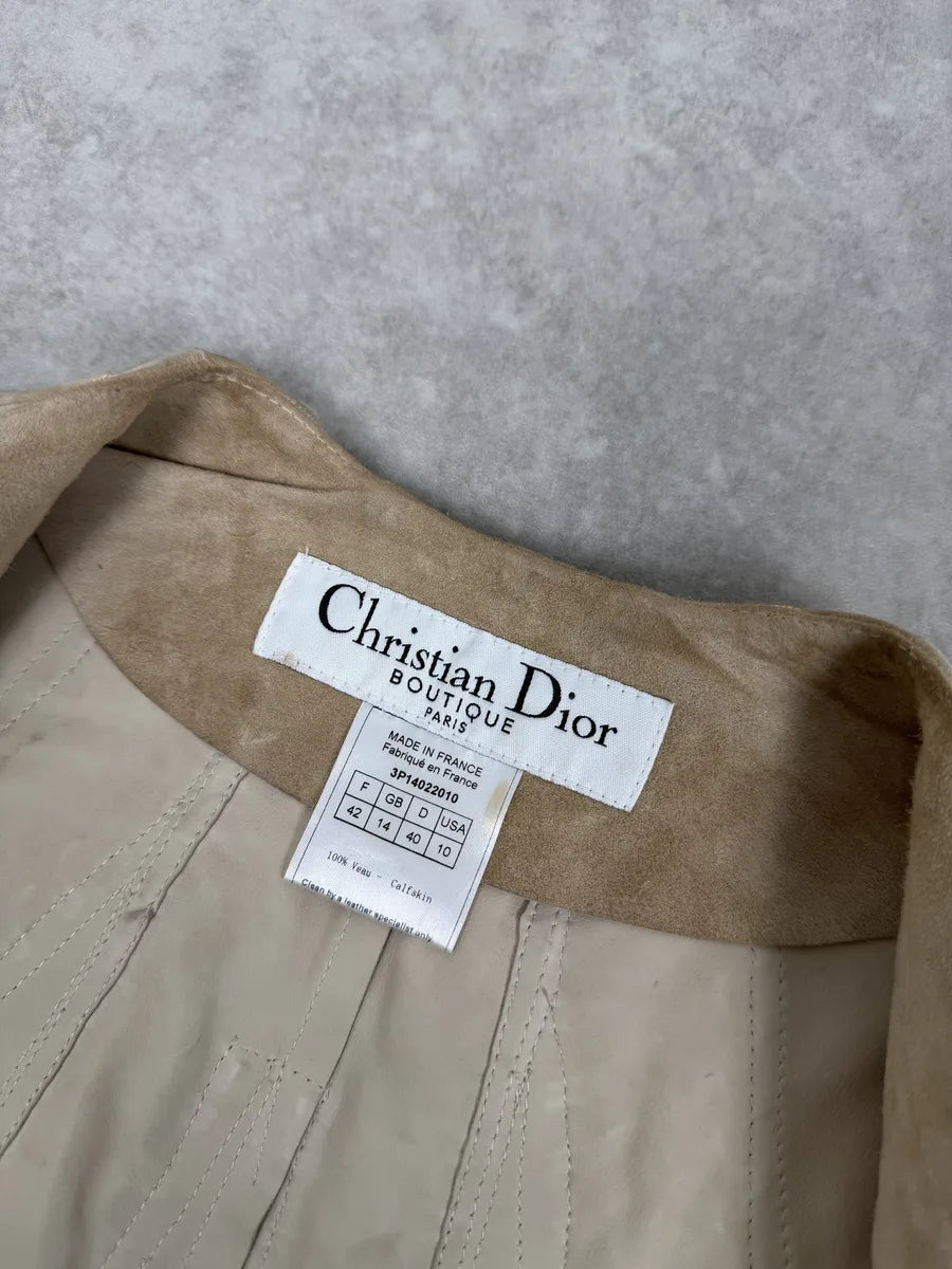 AW2002 Christian Dior Beige Leather Lace-Up Jacket hQjhYKj 6