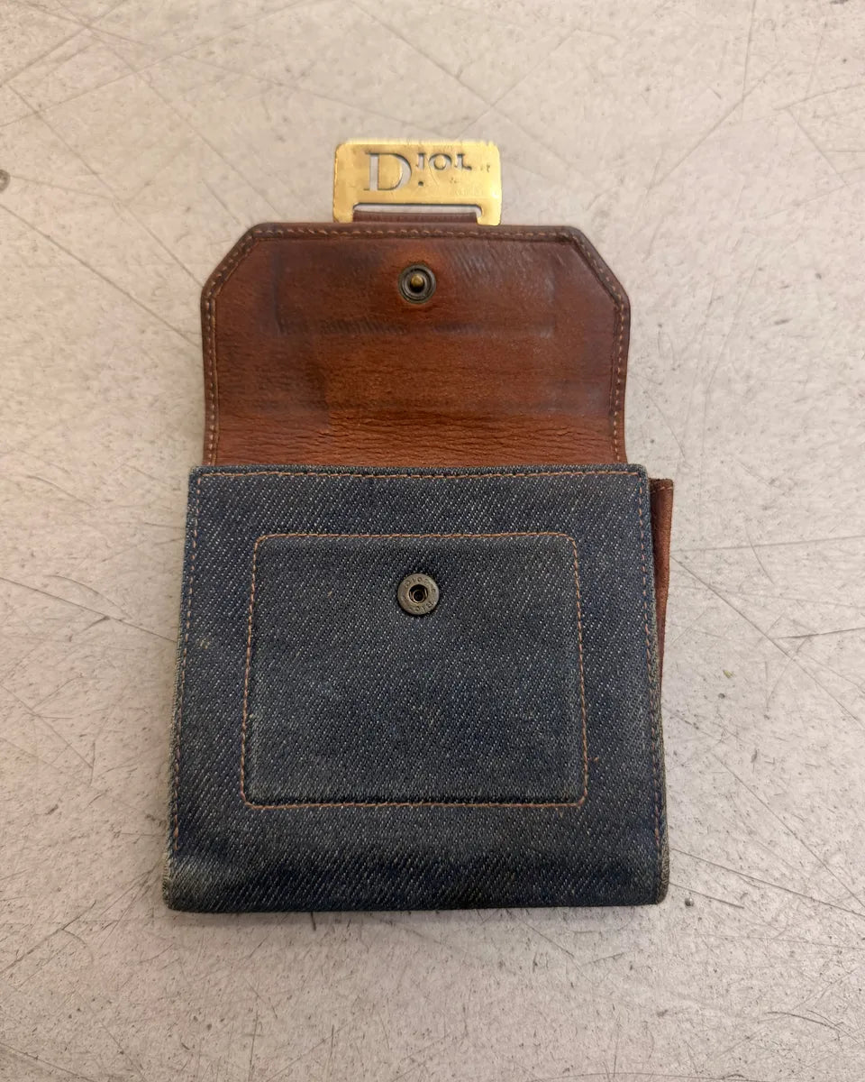 AW2002 Dior Navy Denim & Leather Logo Wallet GMNWPaM 3