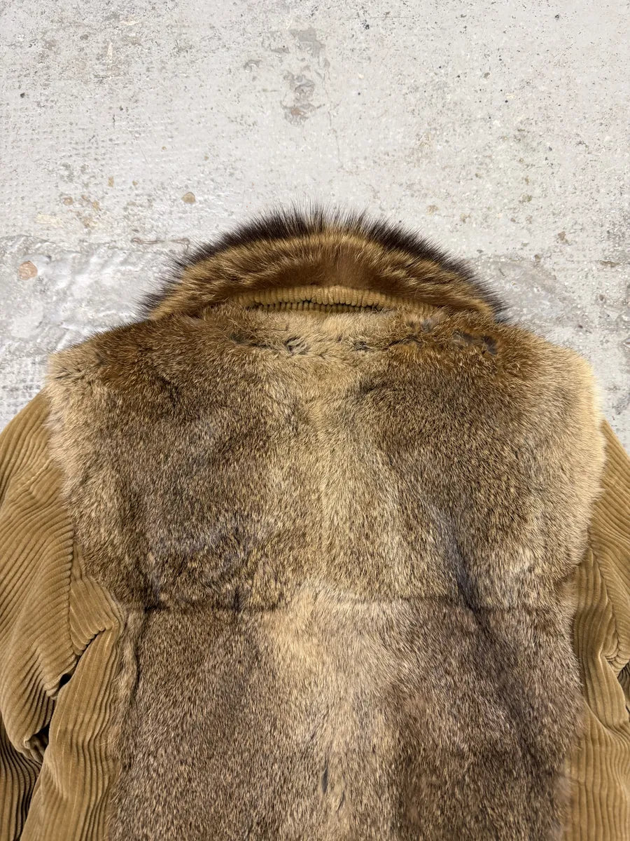 AW2002 Dolce & Gabbana Beige Corduroy & Rabbit Fur Bomber Jacket  hhWckal 5