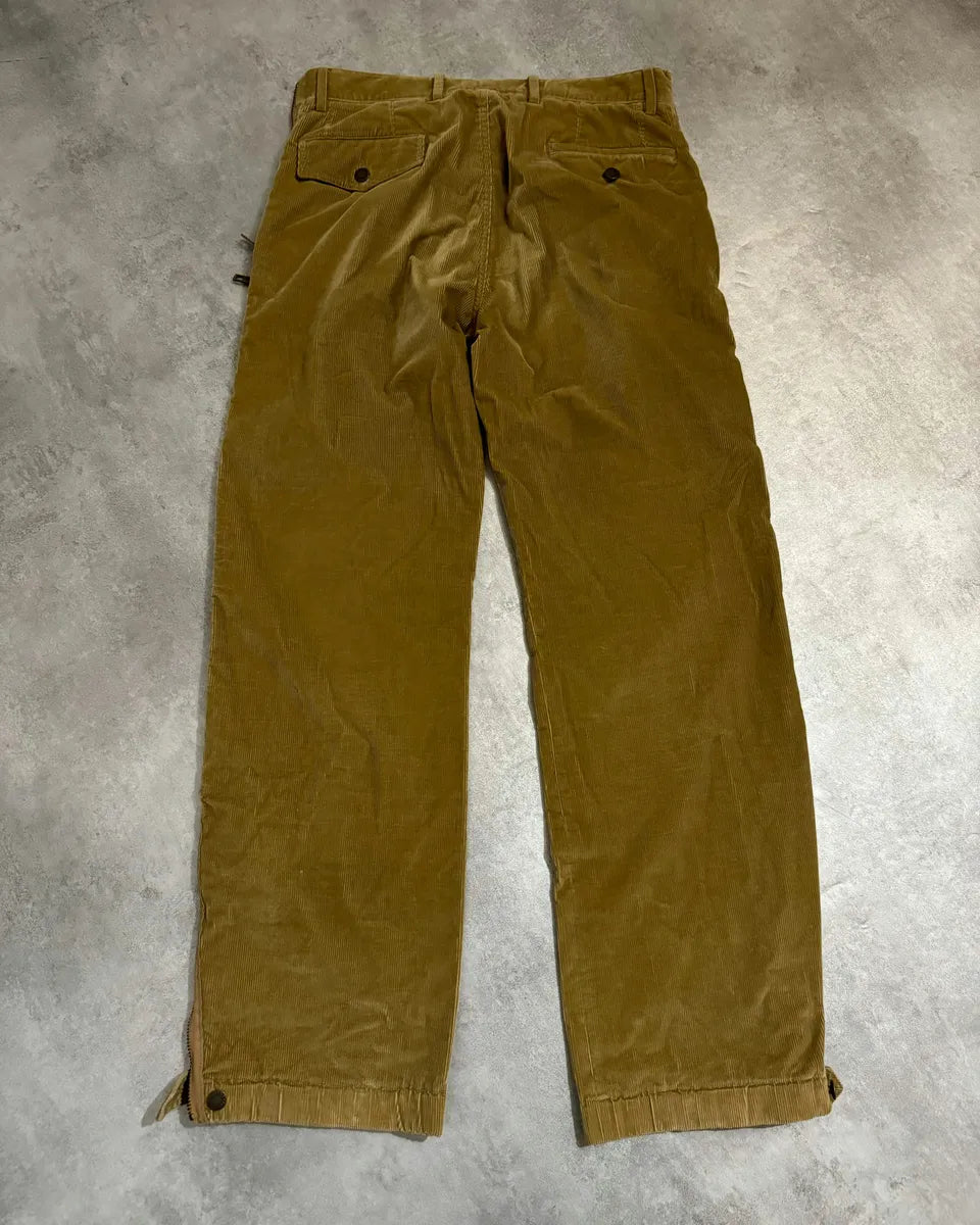 AW2002 Dolce & Gabbana Beige Velvet Multi Zips Pants lpIrRax 1