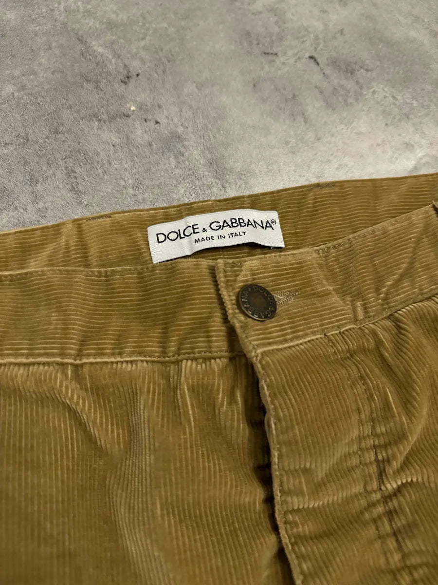 AW2002 Dolce & Gabbana Beige Velvet Multi Zips Pants lpIrRax 4