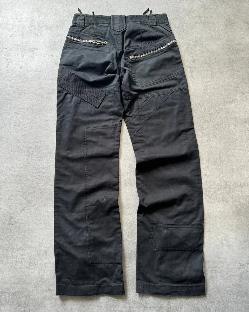 AW2002 Dolce & Gabbana Black Asymmetrical Multi Zips Cargo Pants (S) 1