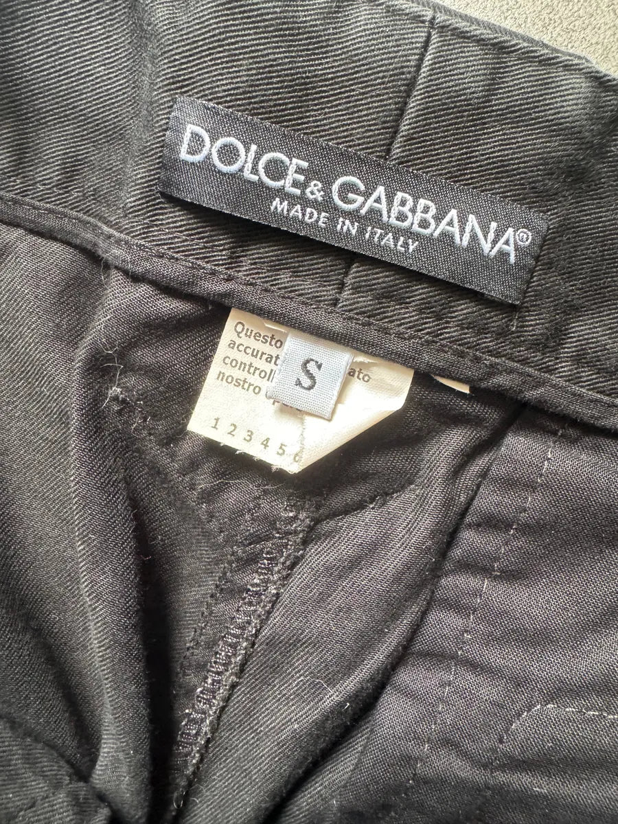 AW2002 Dolce & Gabbana Black Asymmetrical Multi Zips Cargo Pants (S) 4