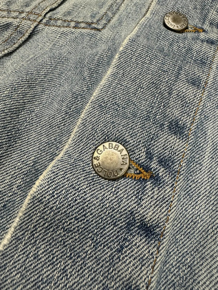 AW2002 Dolce & Gabbana Blue Distressed Denim Jacket NLDQVmz 11