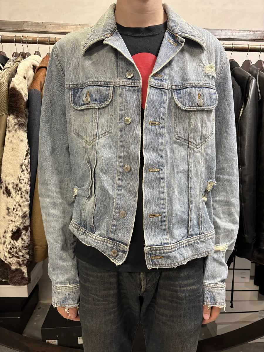 AW2002 Dolce & Gabbana Blue Distressed Denim Jacket NLDQVmz 2