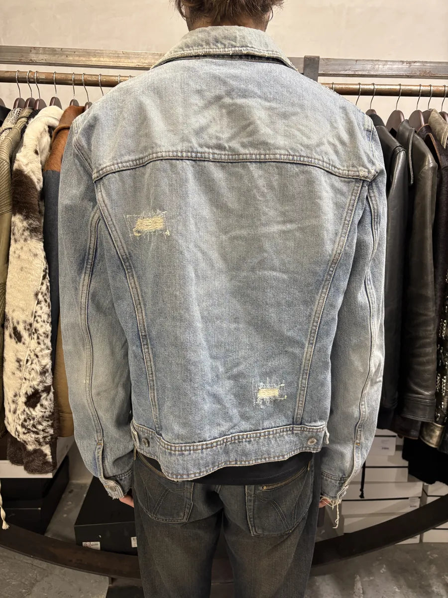 AW2002 Dolce & Gabbana Blue Distressed Denim Jacket NLDQVmz 3