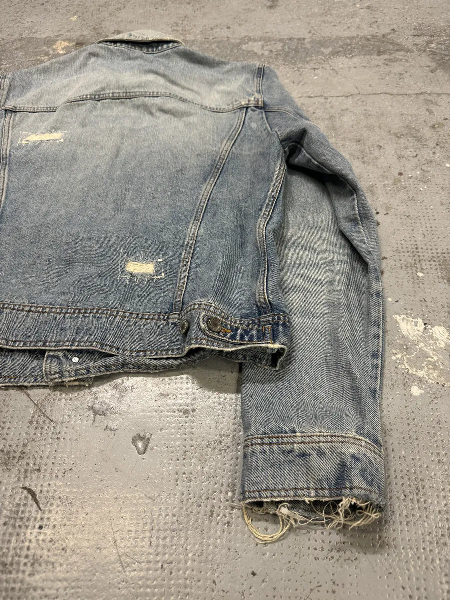 AW2002 Dolce & Gabbana Blue Distressed Denim Jacket NLDQVmz 7