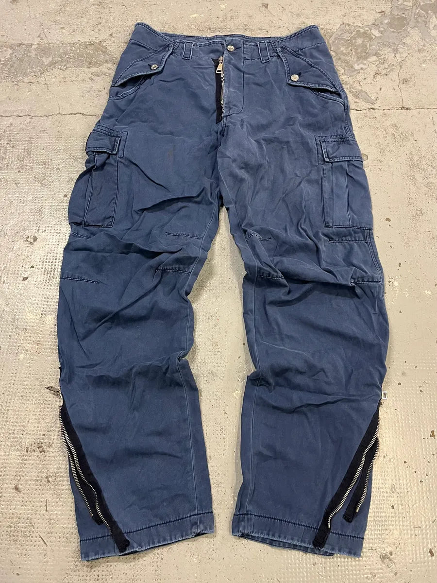 AW2002 Dolce & Gabbana Cargo Zip Blue Pants oIZLjVn 0