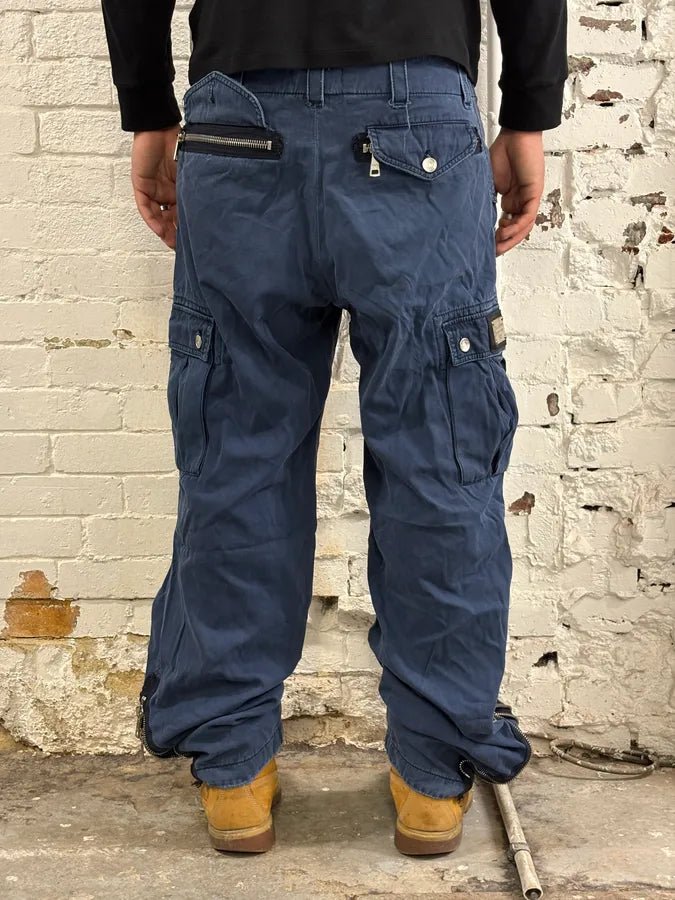 AW2002 Dolce & Gabbana Cargo Zip Blue Pants oIZLjVn 3