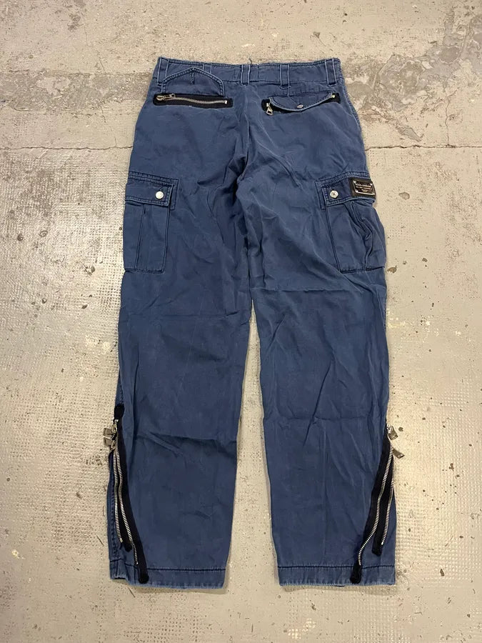 AW2002 Dolce & Gabbana Cargo Zip Blue Pants oIZLjVn 9