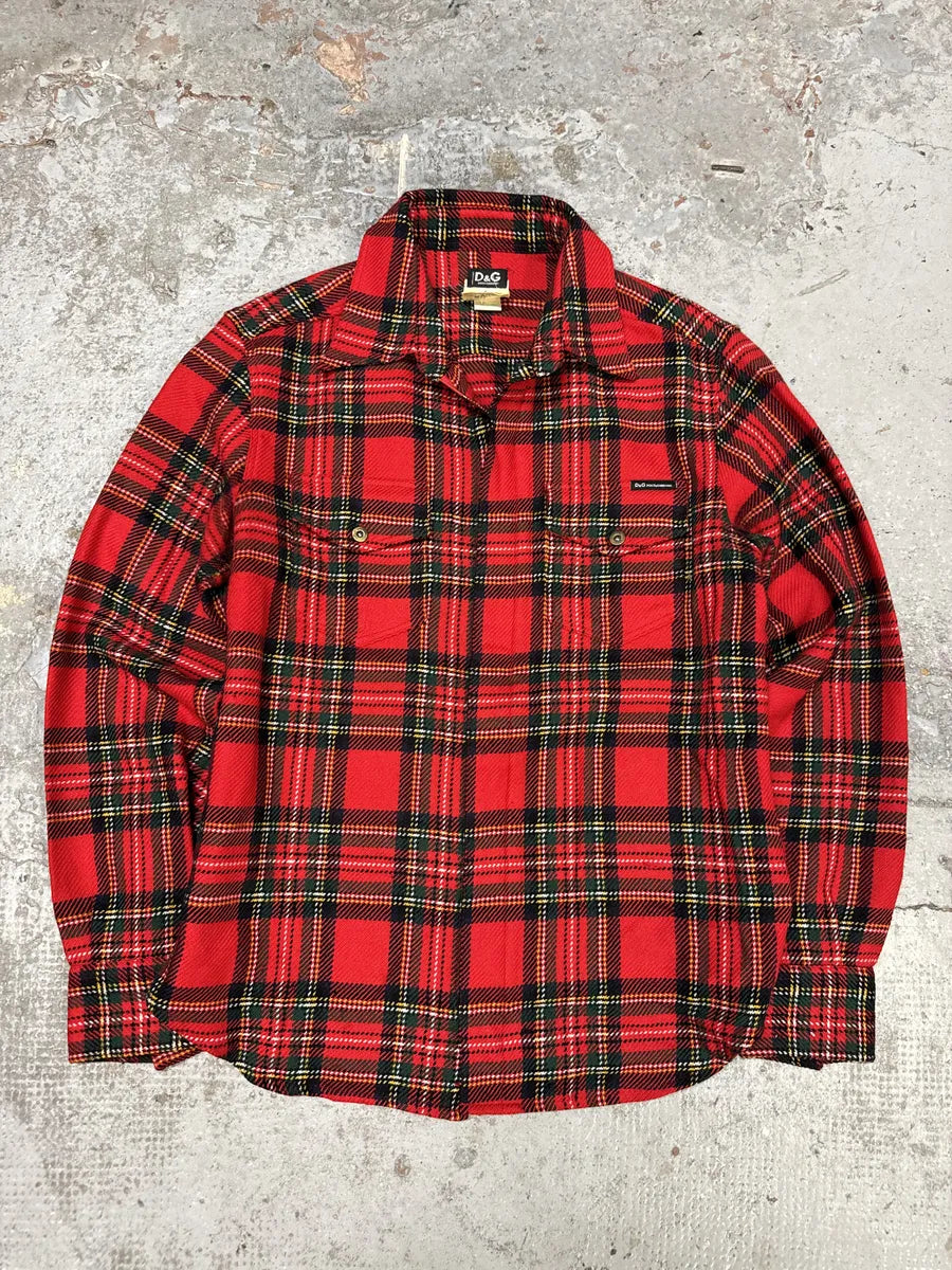 AW2002 Dolce & Gabbana Checkered Wool Red Shirt HdZeXje 5