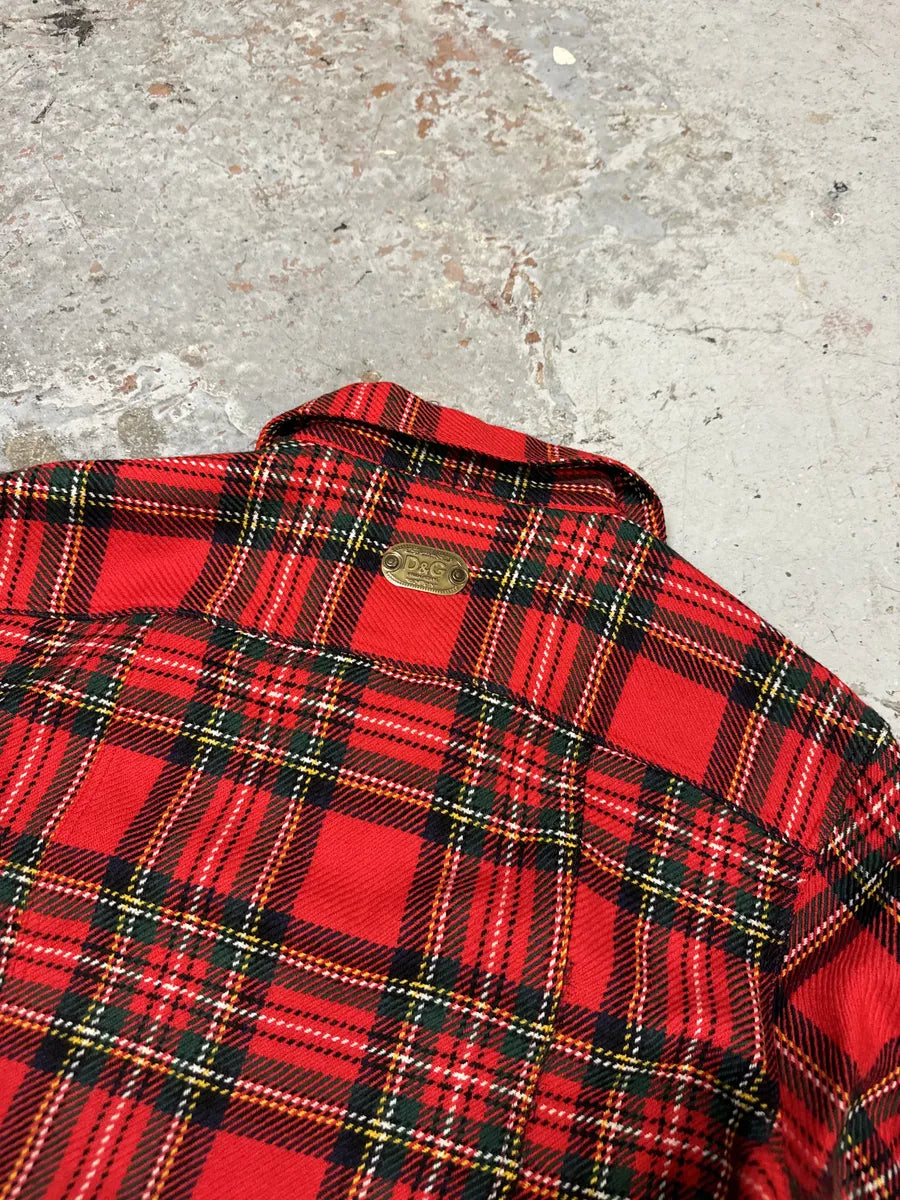 AW2002 Dolce & Gabbana Checkered Wool Red Shirt HdZeXje 6