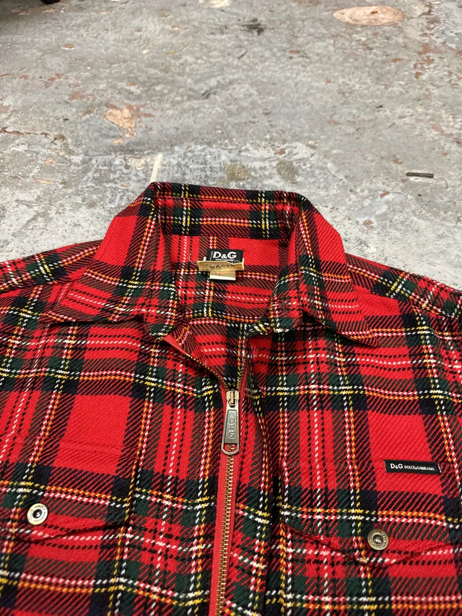 AW2002 Dolce & Gabbana Checkered Wool Red Shirt HdZeXje 8