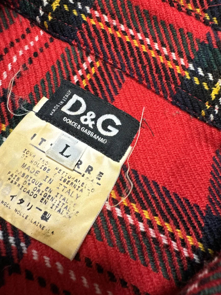 AW2002 Dolce & Gabbana Checkered Wool Red Shirt HdZeXje 9
