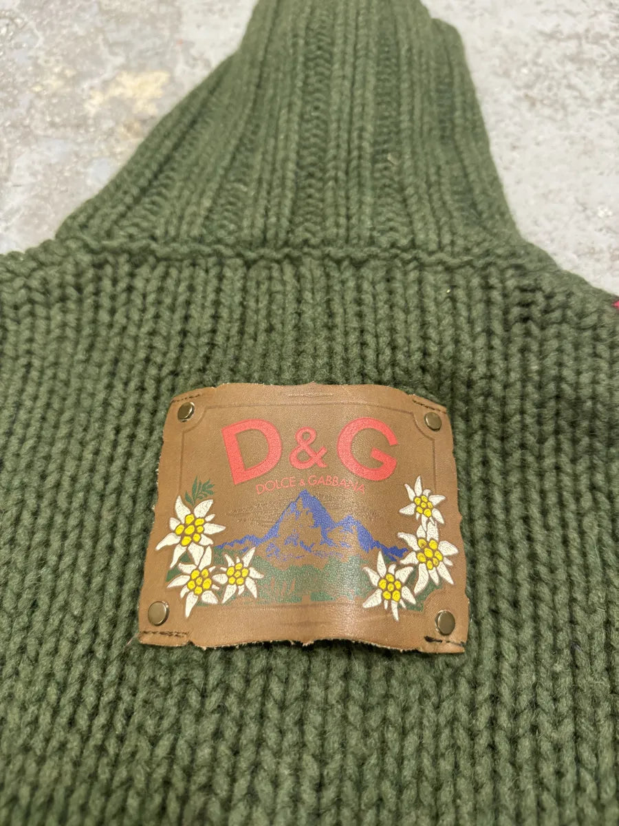 AW2002 Dolce & Gabbana Flowers Green Wool Sweater twnVPBM 3