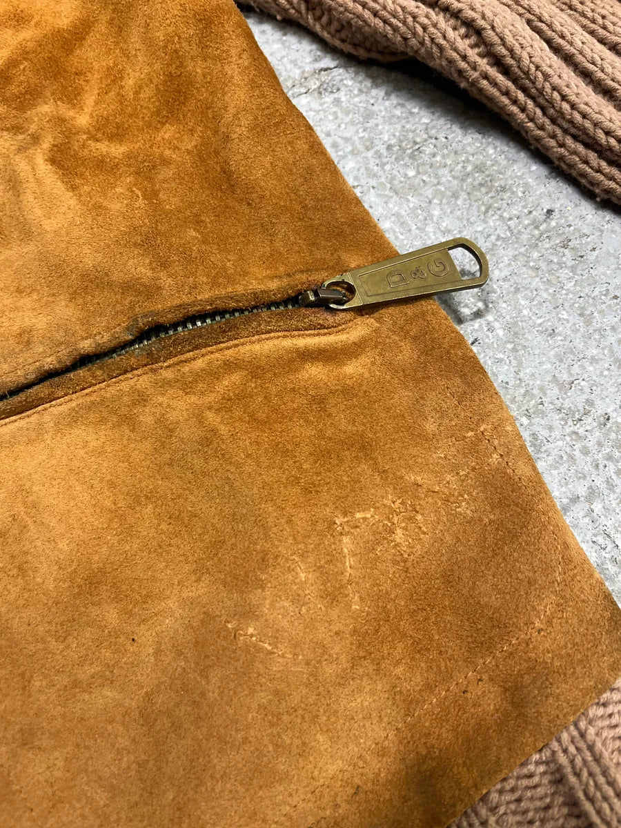 AW2002 Dolce & Gabbana Multi Zips Hybrid Leather & Wool Camel Jacket jioxuCO 11