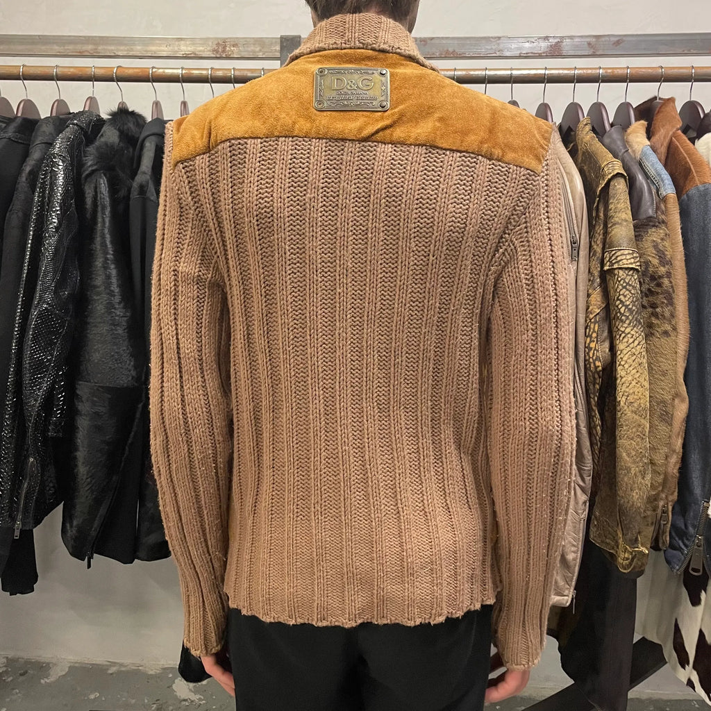 AW2002 Dolce & Gabbana Multi Zips Hybrid Leather & Wool Camel Jacket jioxuCO 2