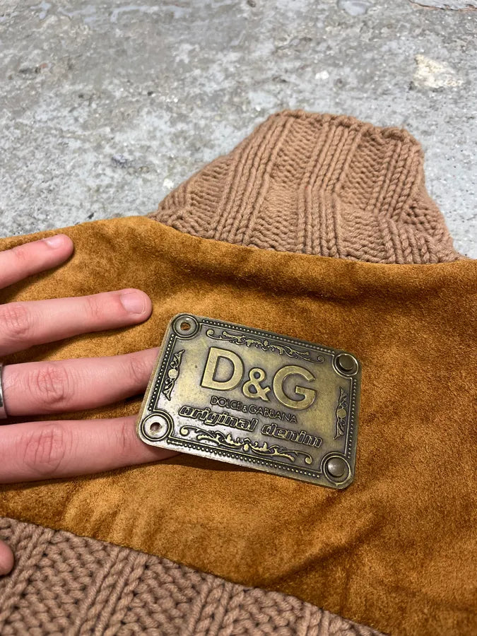 AW2002 Dolce & Gabbana Multi Zips Hybrid Leather & Wool Camel Jacket jioxuCO 9