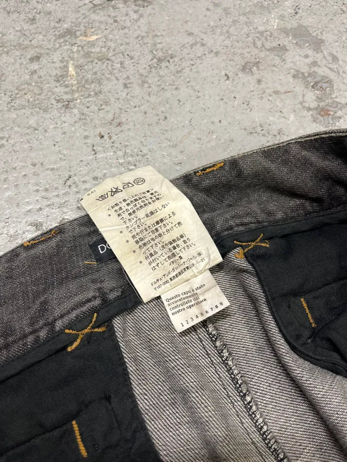 AW2002 Dolce & Gabbana Raw Grey Denim Straps Jeans MolkCGF 11