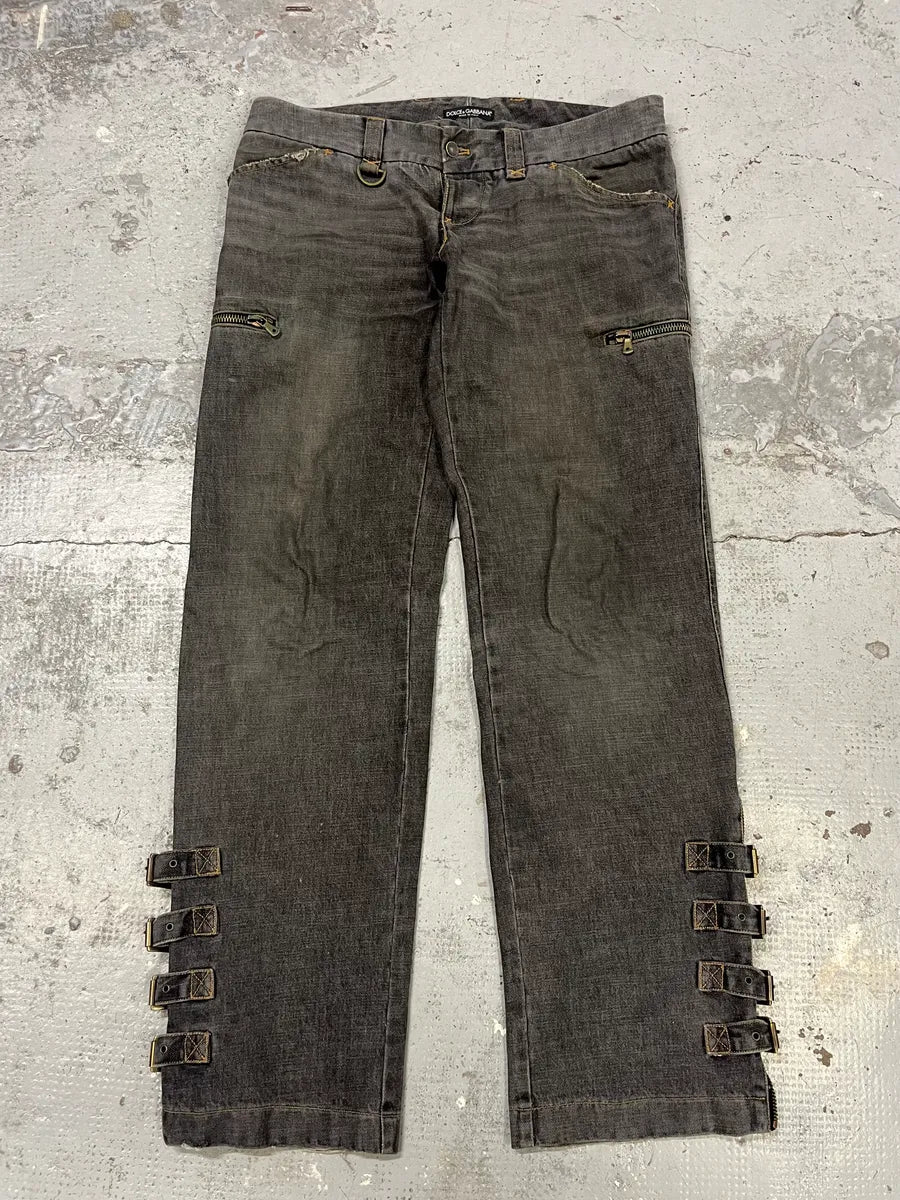 AW2002 Dolce & Gabbana Raw Grey Denim Straps Jeans MolkCGF 2