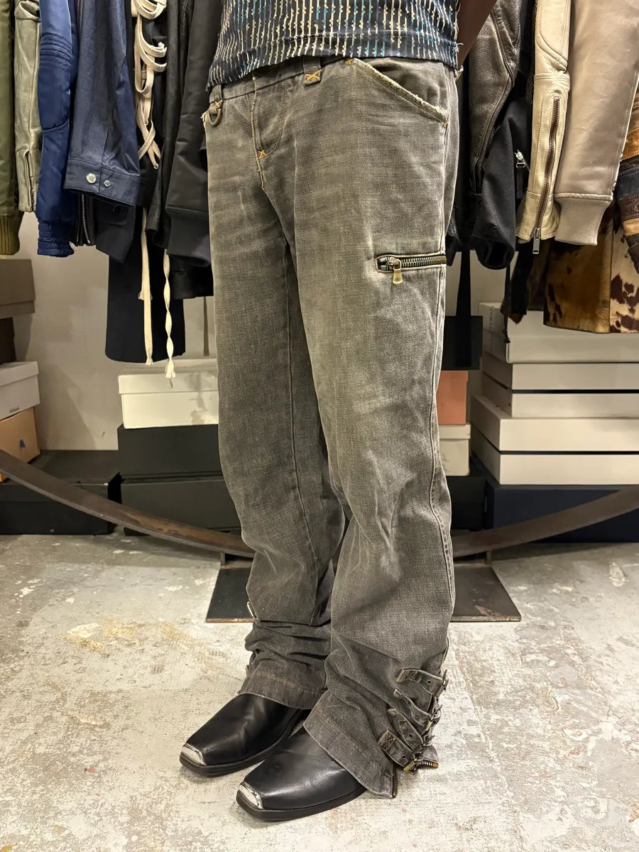 AW2002 Dolce & Gabbana Raw Grey Denim Straps Jeans MolkCGF 3
