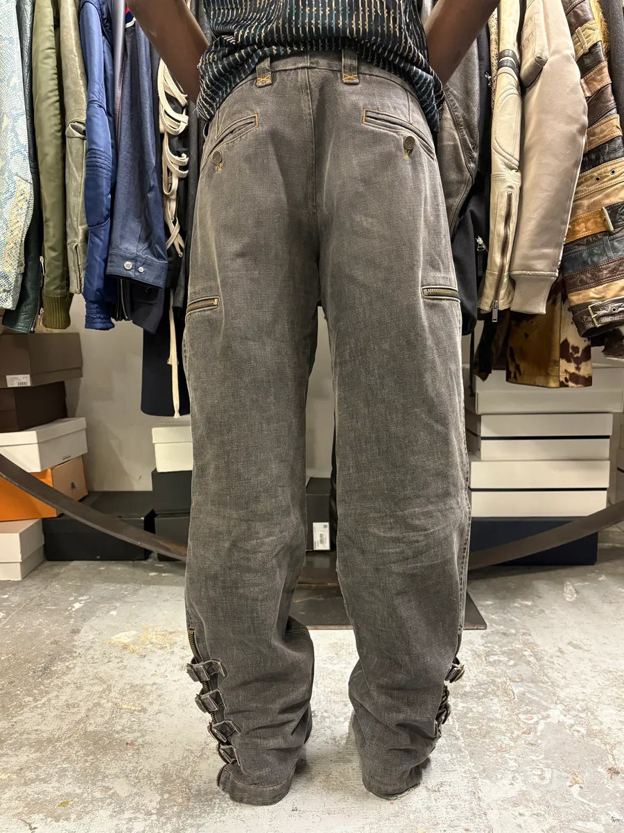 AW2002 Dolce & Gabbana Raw Grey Denim Straps Jeans MolkCGF 4