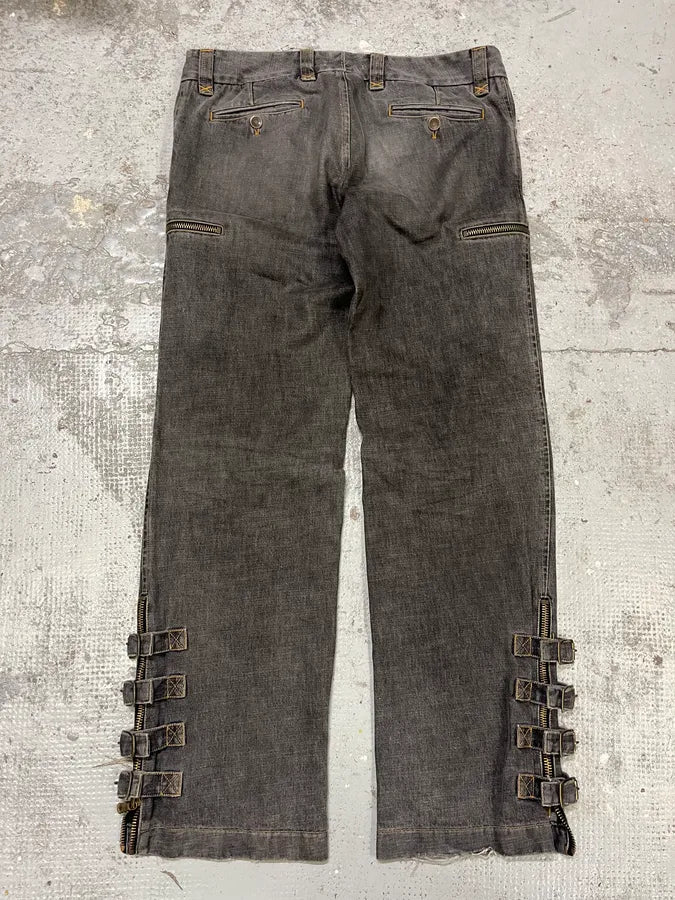 AW2002 Dolce & Gabbana Raw Grey Denim Straps Jeans MolkCGF 7