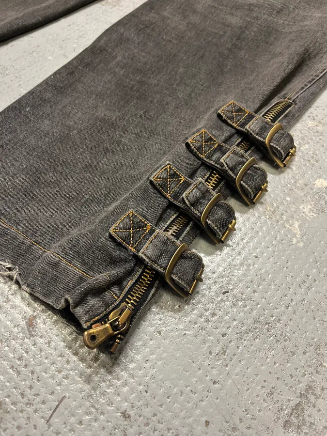 AW2002 Dolce & Gabbana Raw Grey Denim Straps Jeans MolkCGF 9