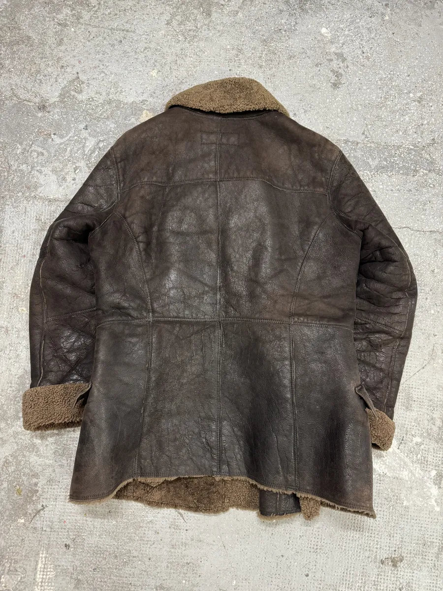 AW2002 Dolce & Gabbana Shearling Brown Elevated Leather Jacket (M/L) 1