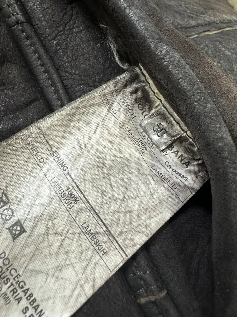 AW2002 Dolce & Gabbana Shearling Brown Elevated Leather Jacket (M/L) 10