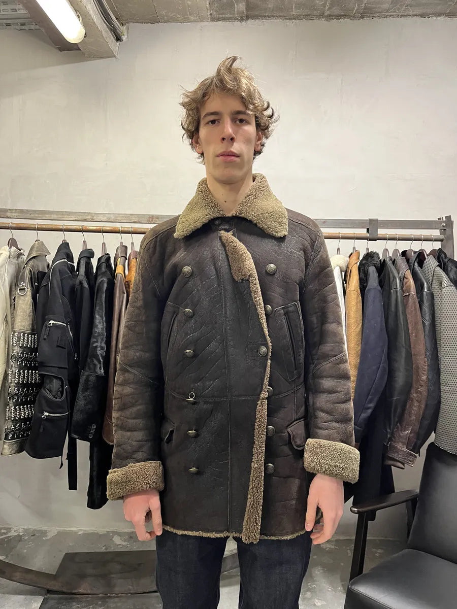 AW2002 Dolce & Gabbana Shearling Brown Elevated Leather Jacket (M/L) 2