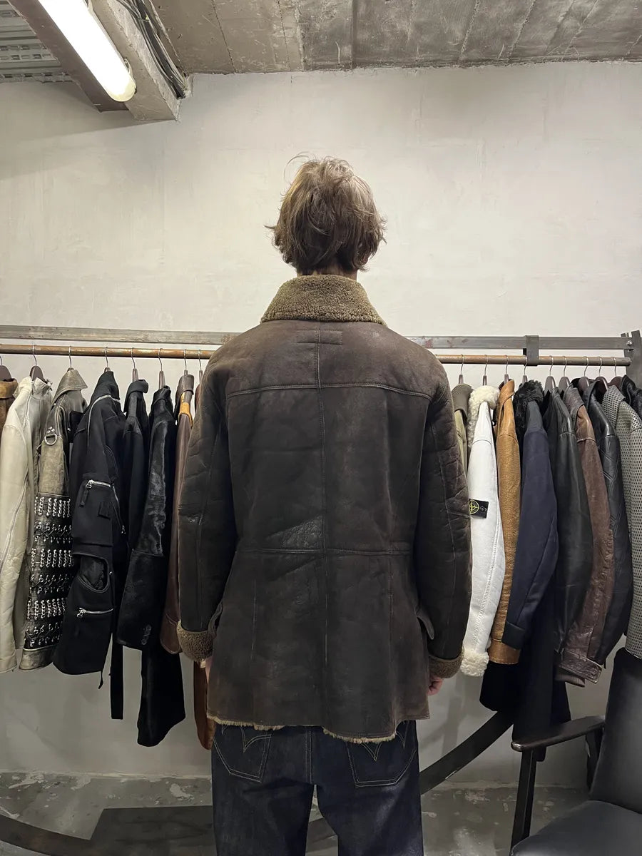 AW2002 Dolce & Gabbana Shearling Brown Elevated Leather Jacket (M/L) 3