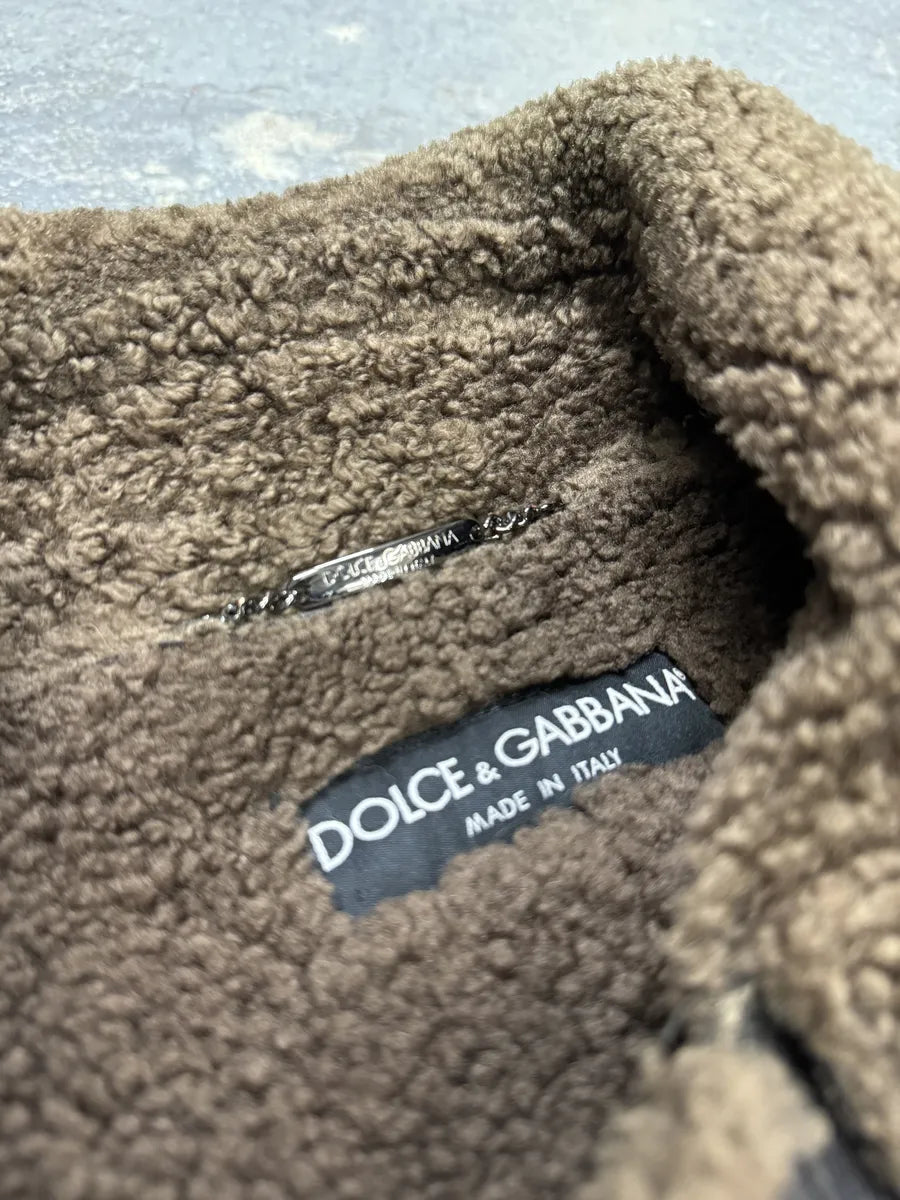 AW2002 Dolce & Gabbana Shearling Brown Elevated Leather Jacket (M/L) 6