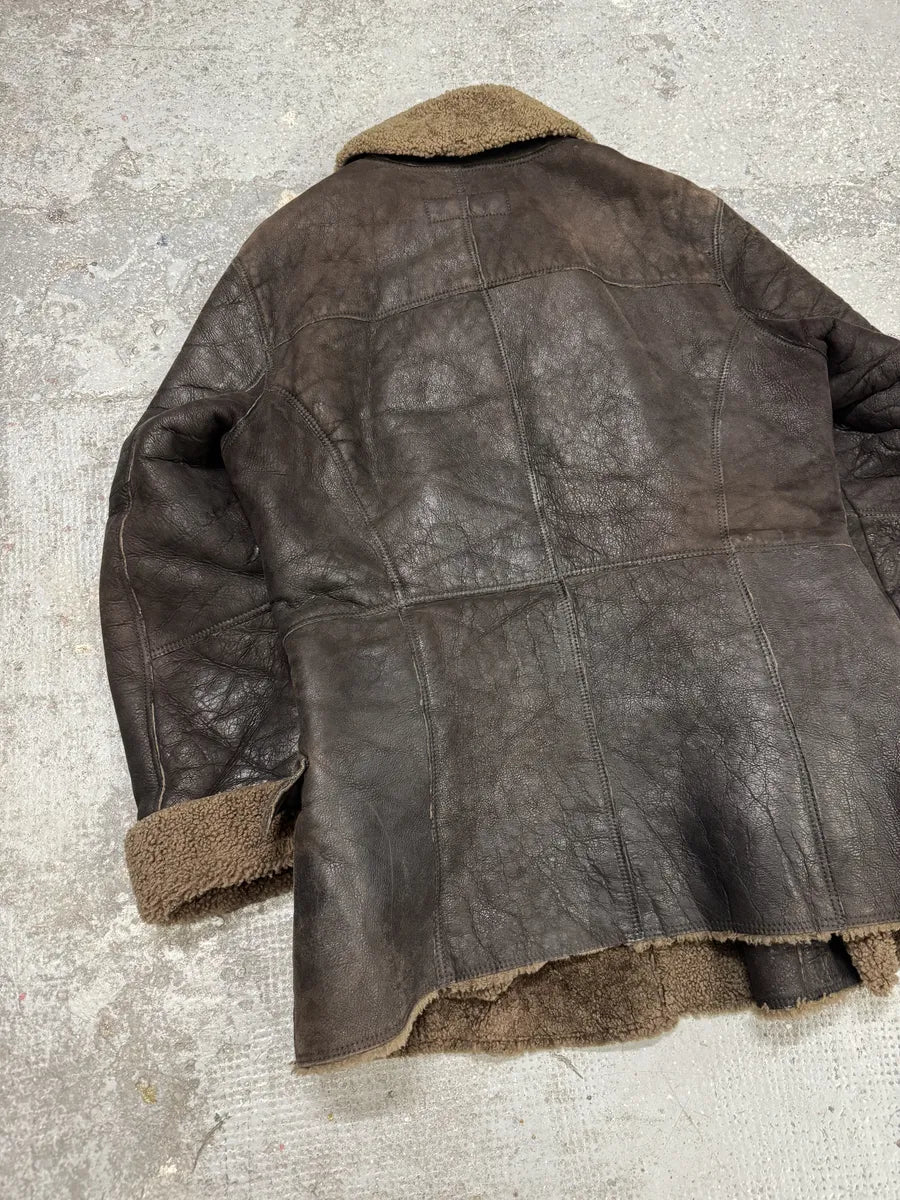 AW2002 Dolce & Gabbana Shearling Brown Elevated Leather Jacket (M/L) 7