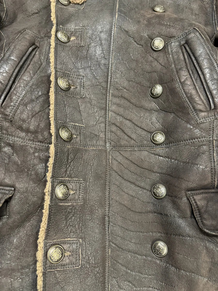 AW2002 Dolce & Gabbana Shearling Brown Elevated Leather Jacket FfLJrRY 9