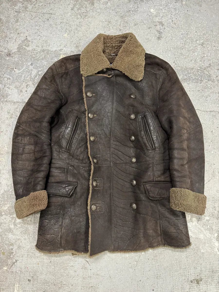 AW2002 Dolce & Gabbana Shearling Brown Elevated Leather Jacket FfLJrRY 0