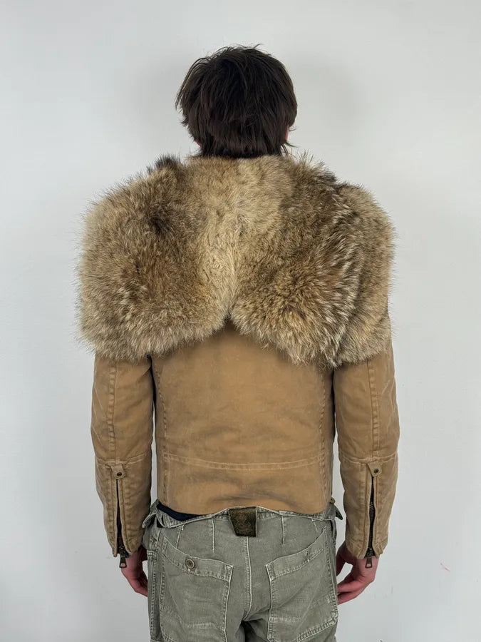 AW2002 Dsquared2 Fur Hooded Beige Jacket zmpqyFU 1