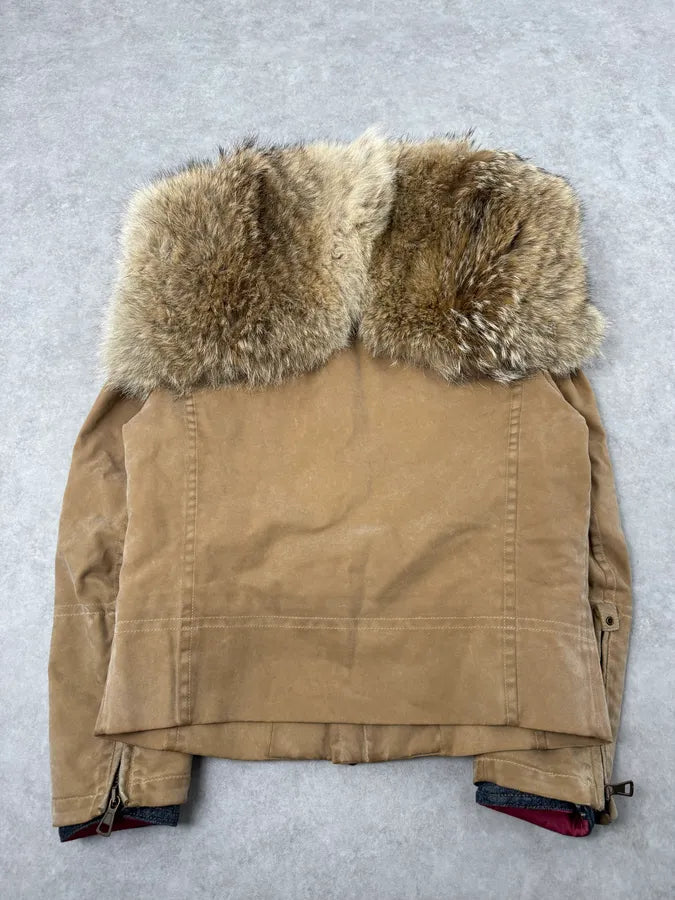 AW2002 Dsquared2 Fur Hooded Beige Jacket zmpqyFU 9