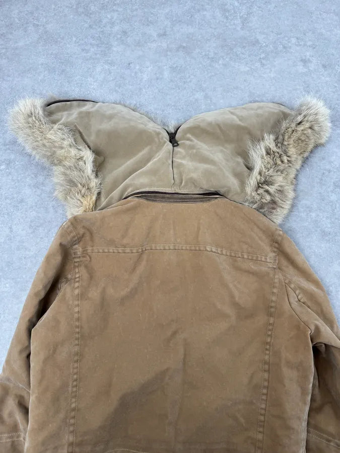 AW2002 Dsquared2 Fur Hooded Beige Jacket zmpqyFU 8